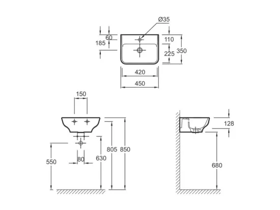 Lavabo JACOB DELAFON Struktura adapté PMR blanc