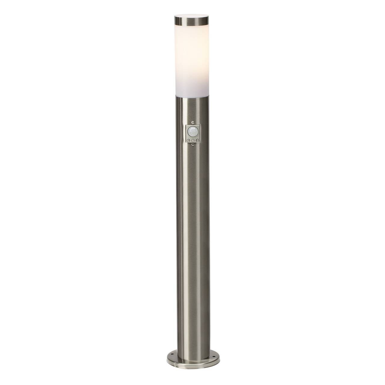 BRILLIANT Lampe Chorus Außenstandleuchte Bewegungsmelder edelstahl | 1x A60, E27, 20W, geeignet für Normallampen (nicht enthalten) | IP-Schutzart: 44 - spritzwassergeschützt