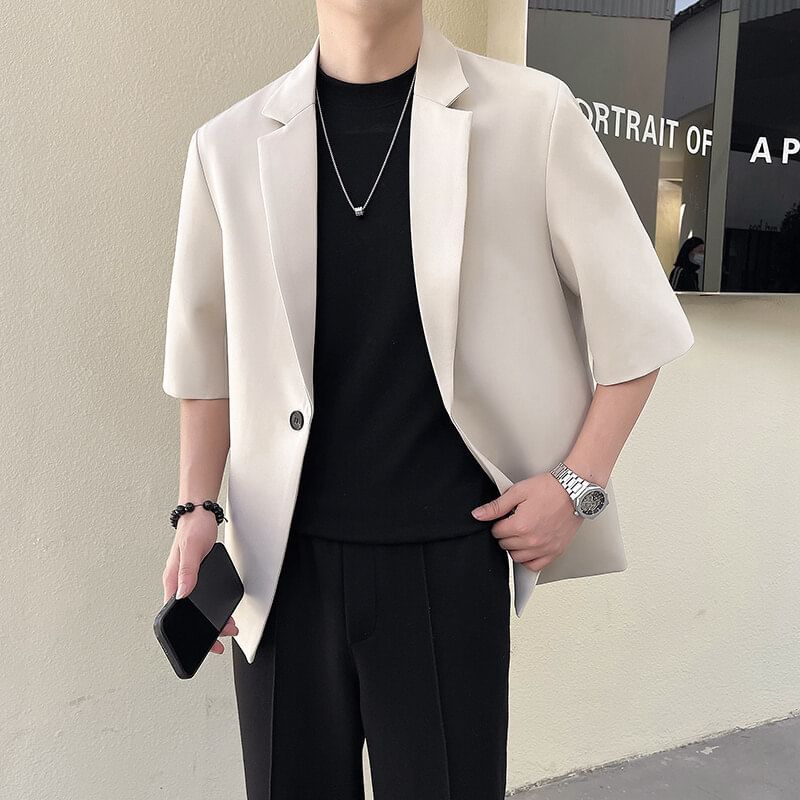 Sheck - Blazer met elleboogmouwen, reverskraag en effen enkele knoop