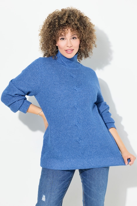 Pullover, Zopfmuster, Stehkragen, Langarm