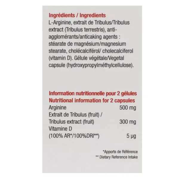Labophyto ARGININE TRIBULUS - tratamento para melhorar o desempenho masculino - 60 cápsulas