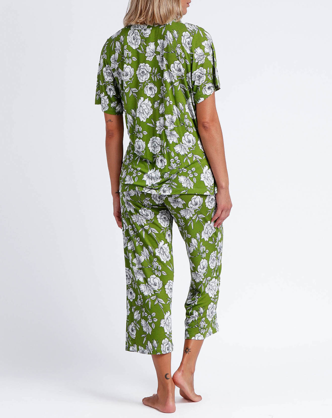 Admas Pyjama Palazzo Navy Flowers vert