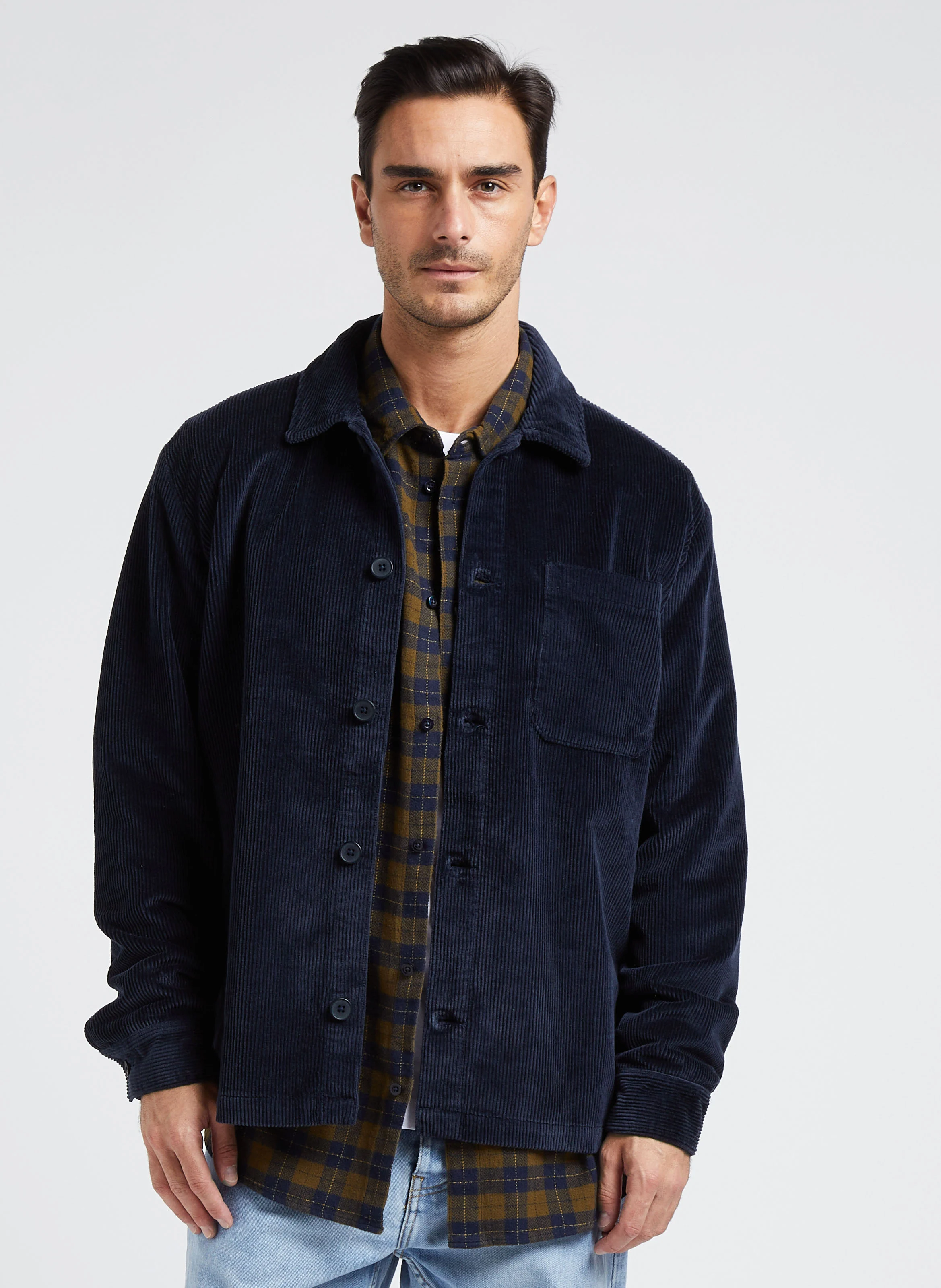 Veste col classique en coton bio | Bleu