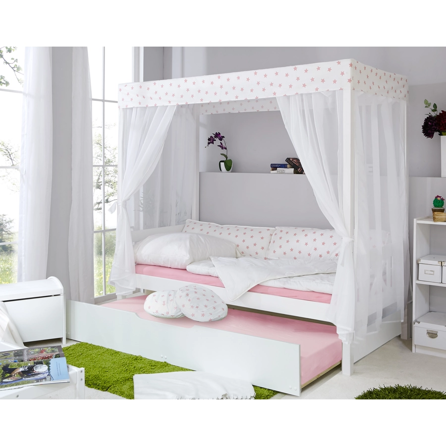 TiCAA Himmelbett Stern weiß-rosa mit Zusatzbett