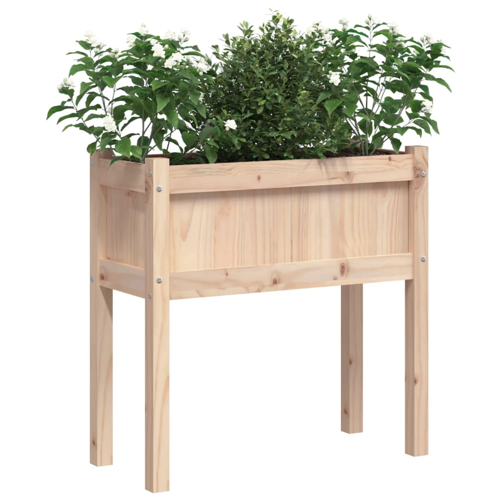 Jardinières 2 pcs avec pieds bois de pin massif