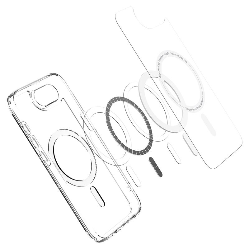 iPhone 16e Ultra Hybrid MagSafe Hülle TPU Bumper Acryl Rückseite Air Cushion Fallschutz (ACS09139) - Transparent / Weiss