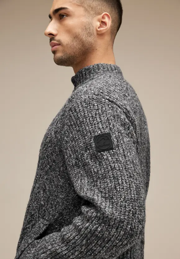 Strickjacke mit Teddyfutter - anthra grey melange