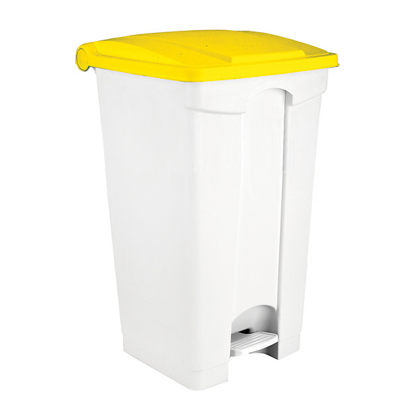 Conteneur HACCP blanc à pédale 90 litres, couvercle jaune