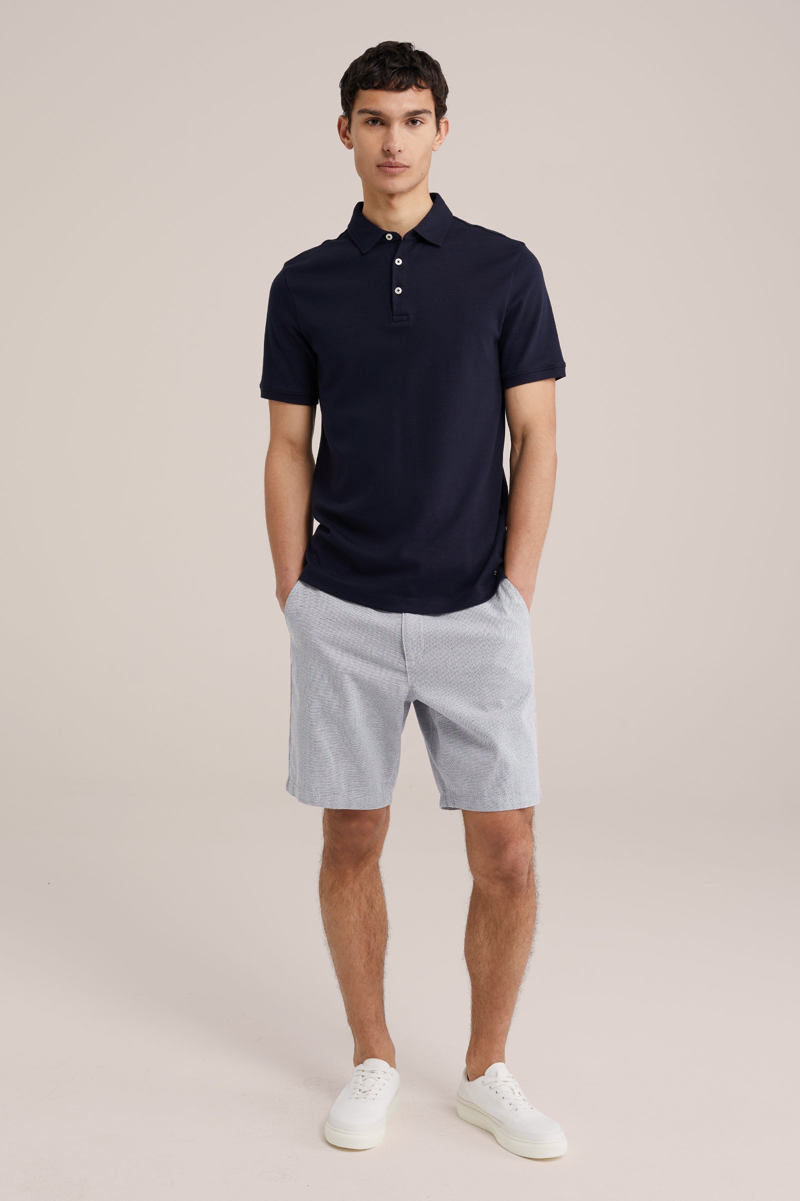 chinoshort met dessin WE Fashion Donkerblauw