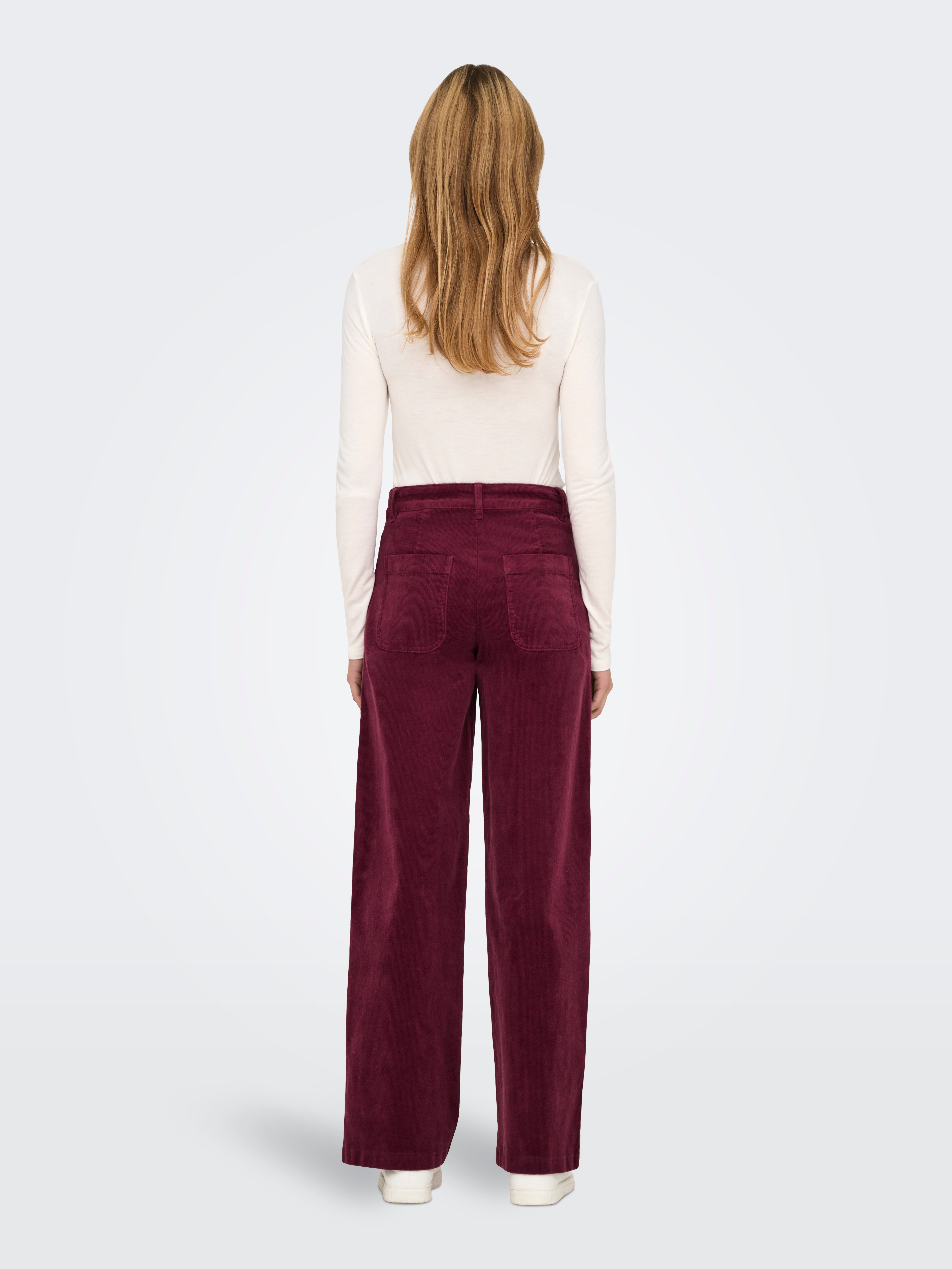 ONLMIO-LISY Hohe Taille Weiter Beinschnitt Hose mit weitem Beinschnitt Burgundy