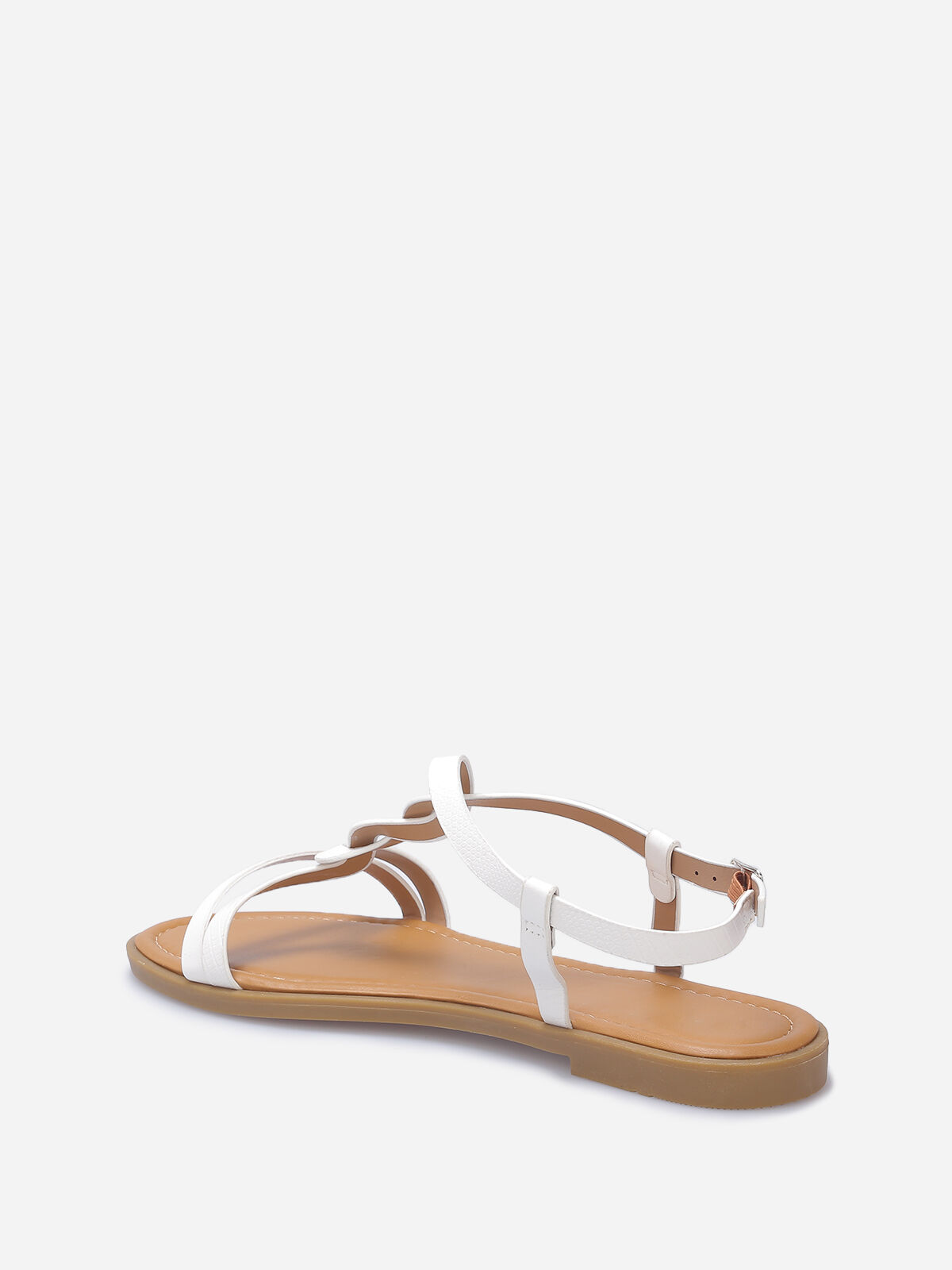 Nu-pieds avec bride style écailles grandes tailles- Blanc