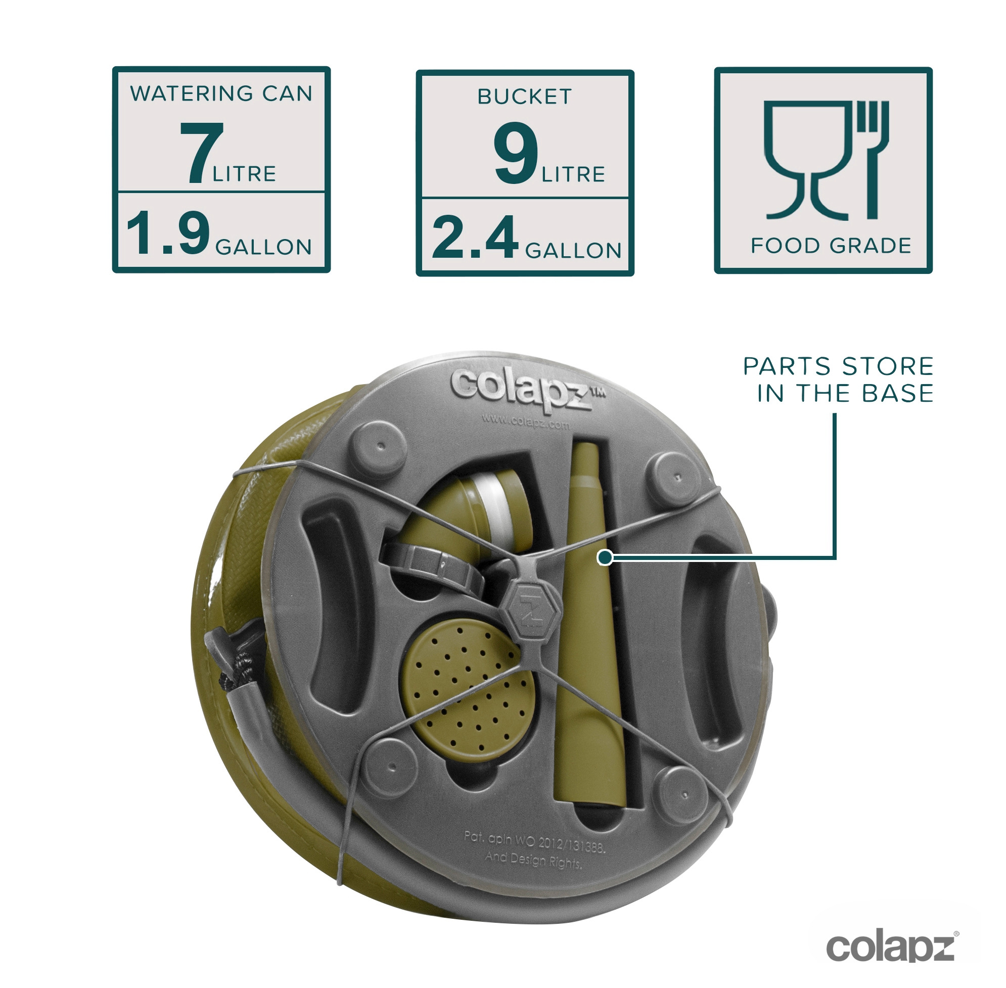 Colapz faltbare Gießkanne und Eimer olive green