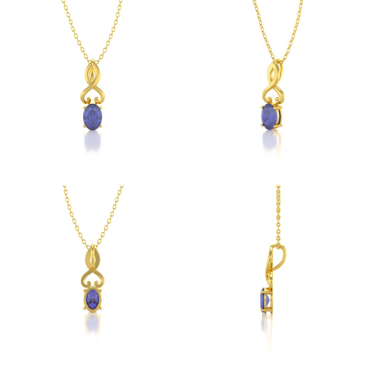 Collier Tanzanite en Or Jaune | 0.85gr | Pendentif Élégant avec Chaîne en Or - Aden