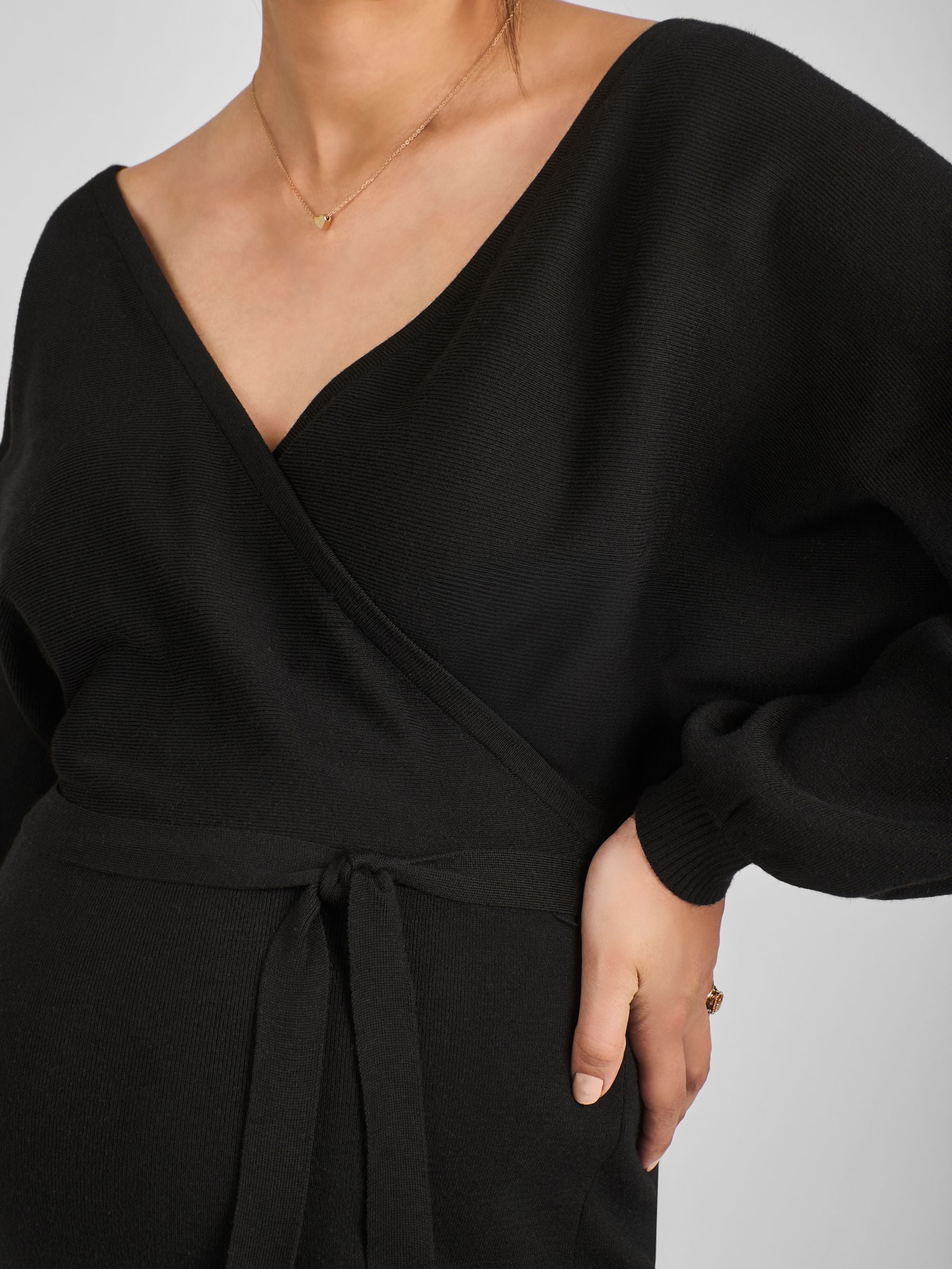 JoJo Maman Bébé Knitted Blouson Sleeve V-Neck Maternity Dress