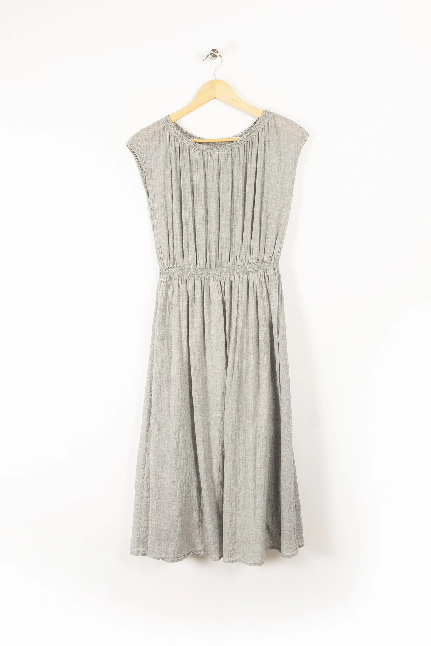 Robe midi en coton gris | Gris