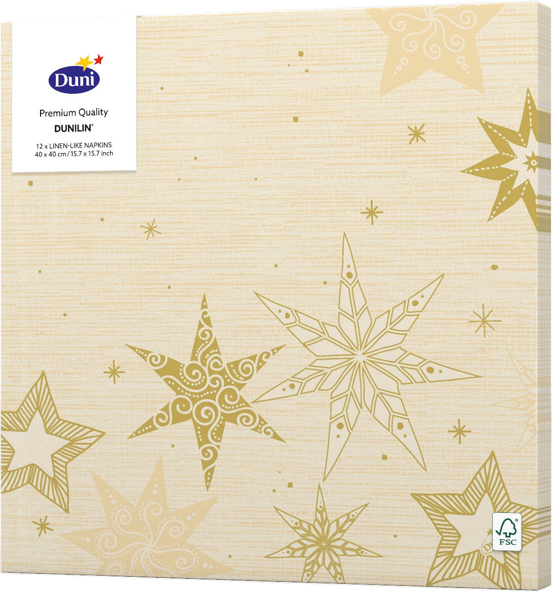 Duni servetten Star Stories crème 40 x 40 cm 12 stuks