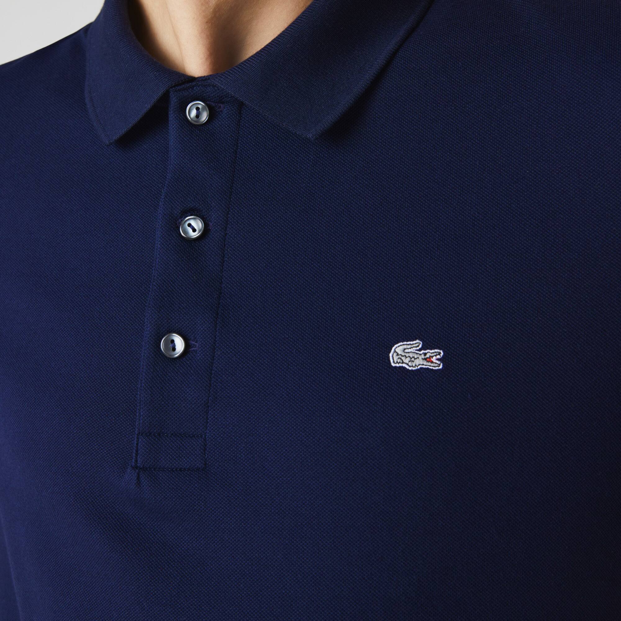 Slim Fit Lacoste-Polo aus dehnbarem Petit Piqué Kurze Ärmel - Blau - Lacoste - Herren