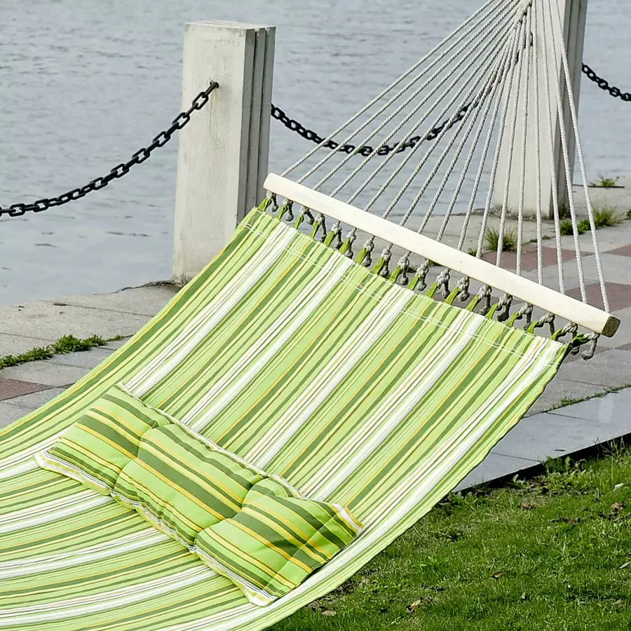 Outsunny Hängematte für 2 Personen grün, gelb, weiß