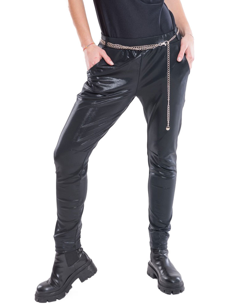 HBT PALACE - CRUZ PANTALON GLOSSY NOIR