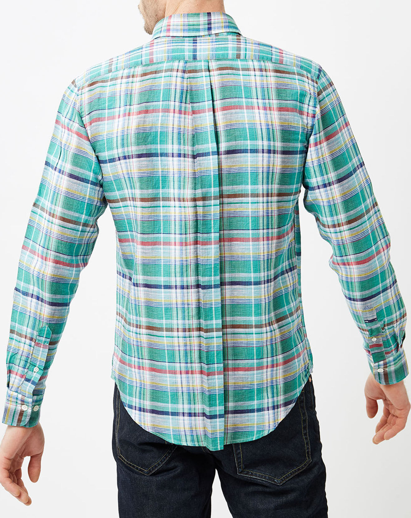 Hartford Chemise regular en Lin mélangé Pal à Carreaux verte