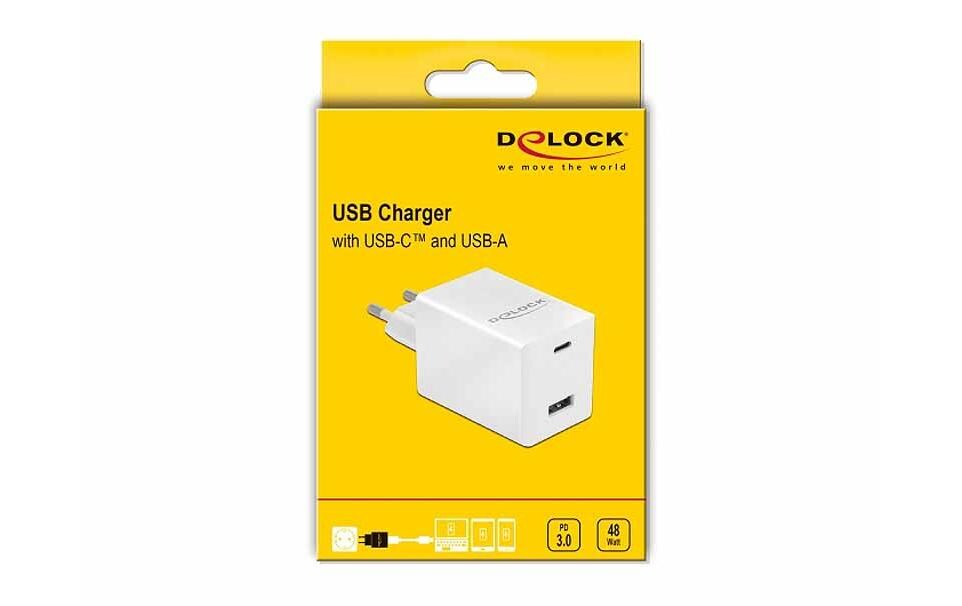 USB-Wandladegerät 41448 USB-C PD 3.0 USB-A, 45WLadeadapter mit USB-C Power Delivery und USB-A Anschluss