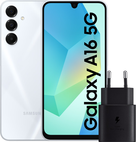 Samsung Galaxy A16 128GB Wit 5G + Samsung Oplader 25W Zwart