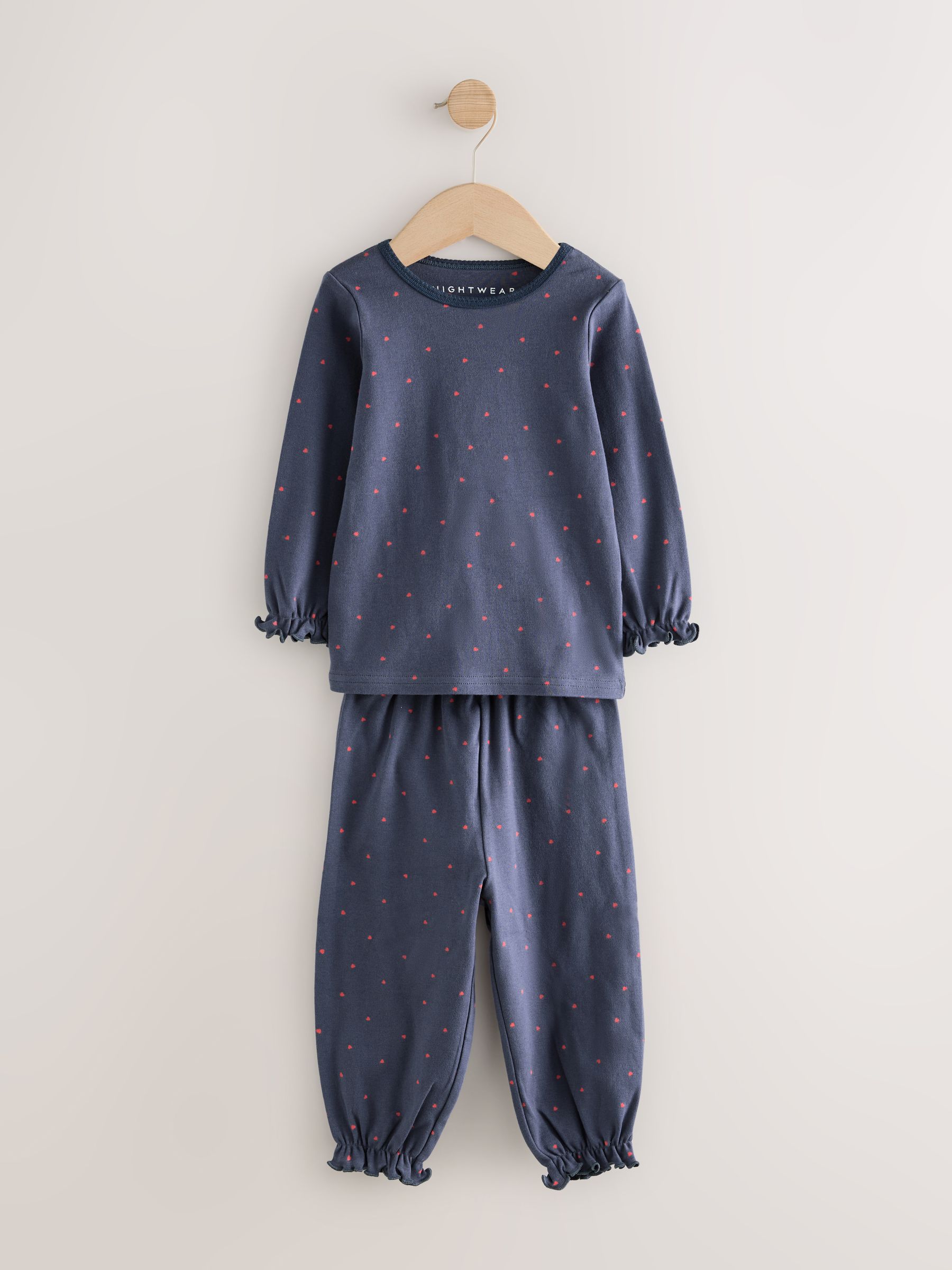 Red / Navy Heart Print - Joggingbroek pyjama's 3 stuks (9mnd-12jr)