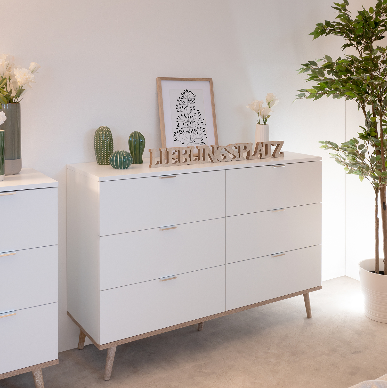Sideboard GÖTEBORG - weiß-Sonoma Eiche - 120 cm breit