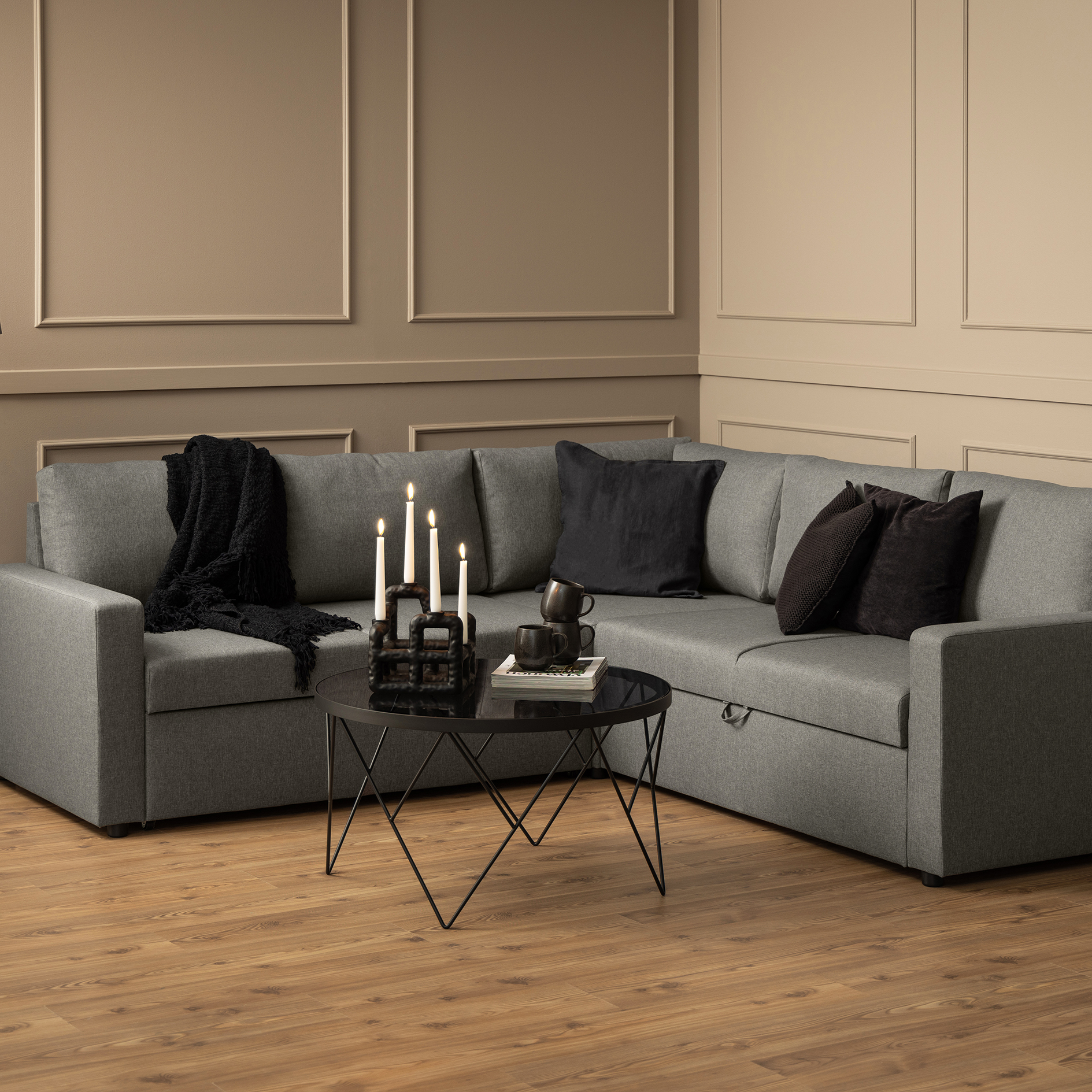 Couchtisch HALSTOW - grau-matt schwarz - 45,2 cm hoch