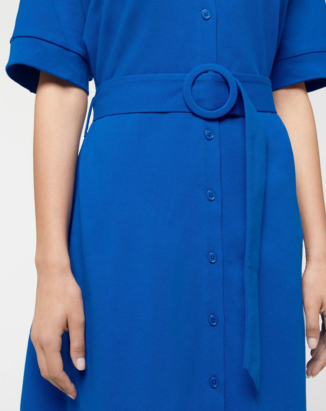 Jodhpur Robe mi-longue en Coton piqué Arias évasée bleu électrique