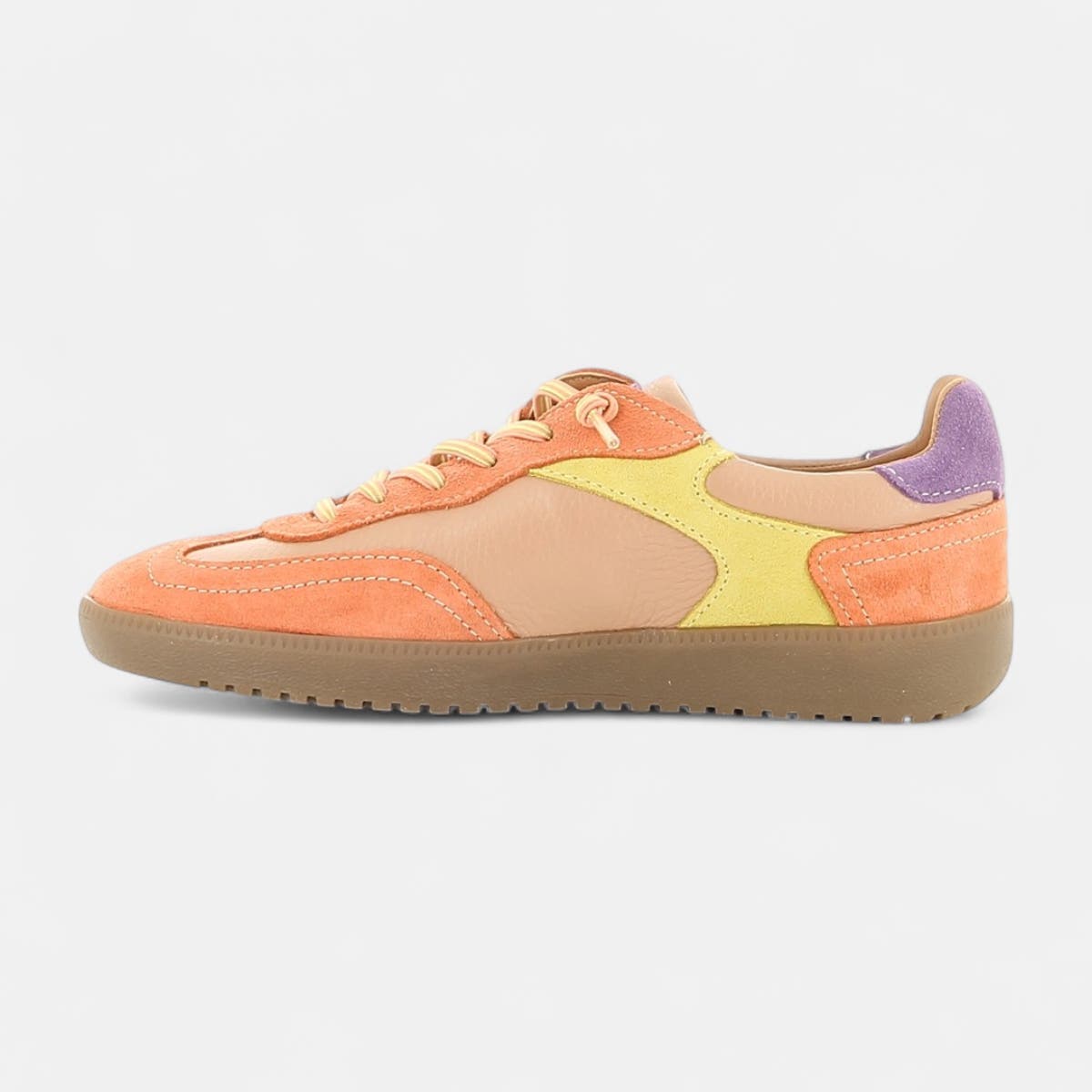 Baskets basses Femme en cuir corail