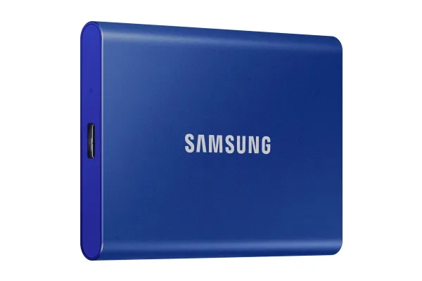 Samsung T7 MU-PC2T0H - SSD - krypteret - 2 TB - ekstern (bærbar) - USB 3.2 Gen 2 (USB-C stikforbindelse) - 256-bit AES - indigoblå