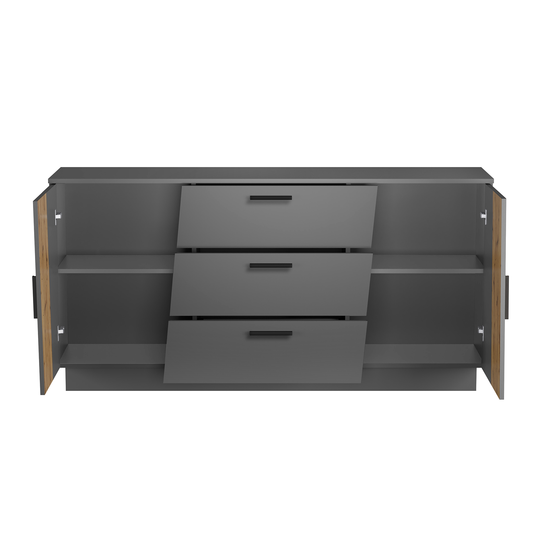 Sideboard PLATINA - grau - Artisan Eiche - 160 cm