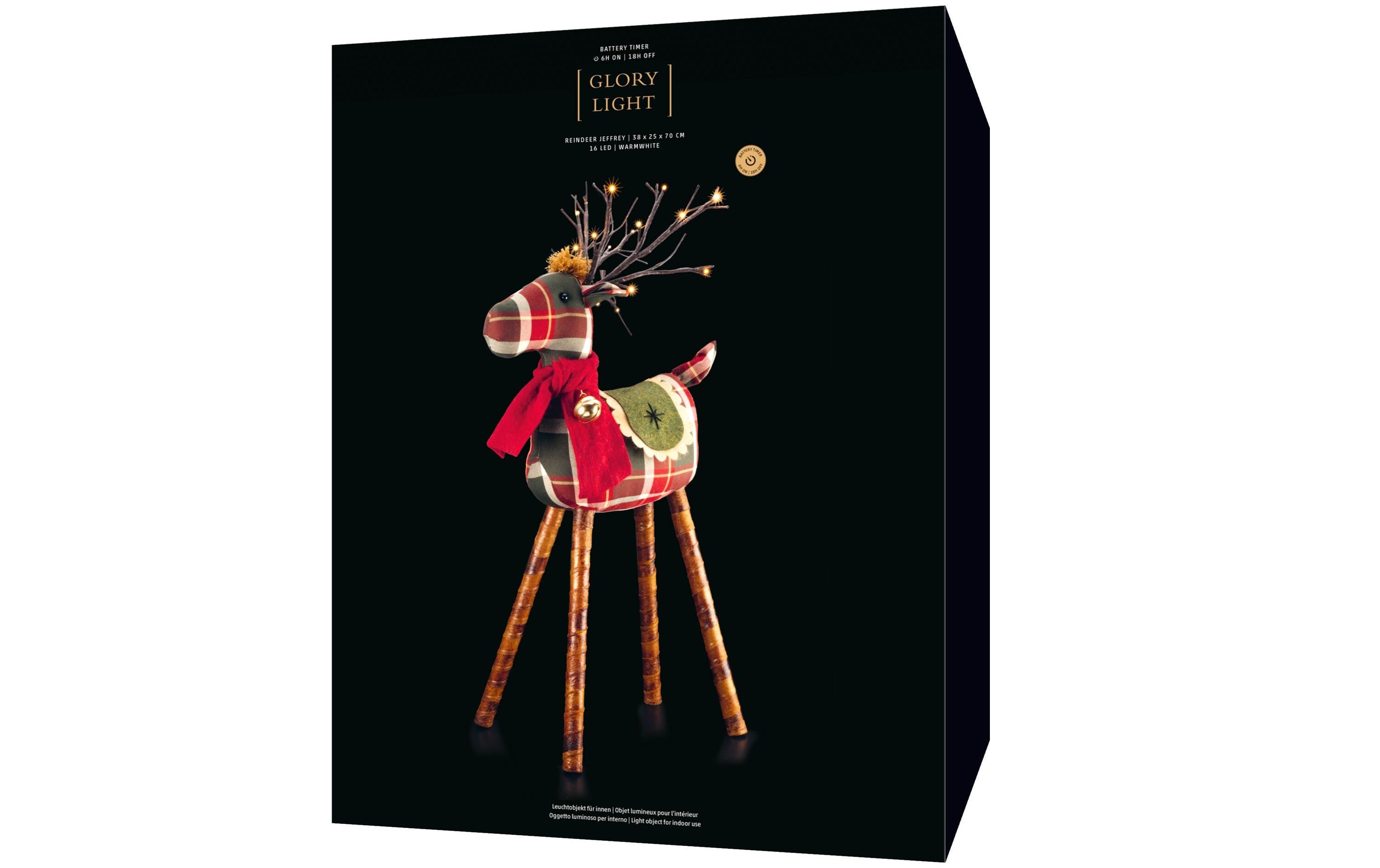 LED-Figur Rentier Jeffrey, 16 LED, 70 cmWeihnachtsfigur für den Innenbereich
