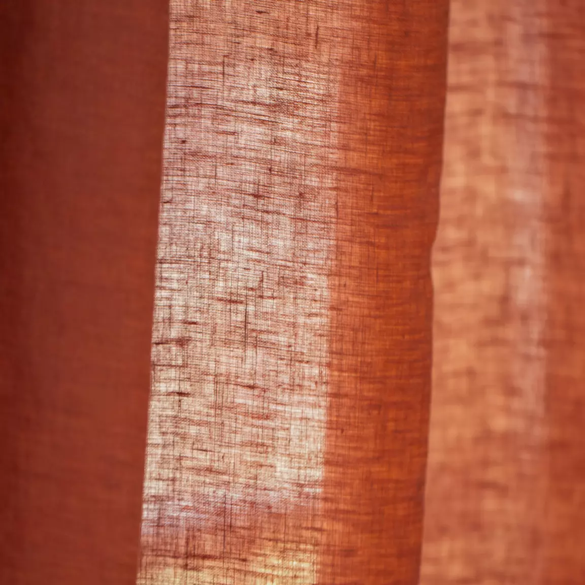 Rideau lin lavé ajustable (140 x max 270 cm) Louise Terracotta