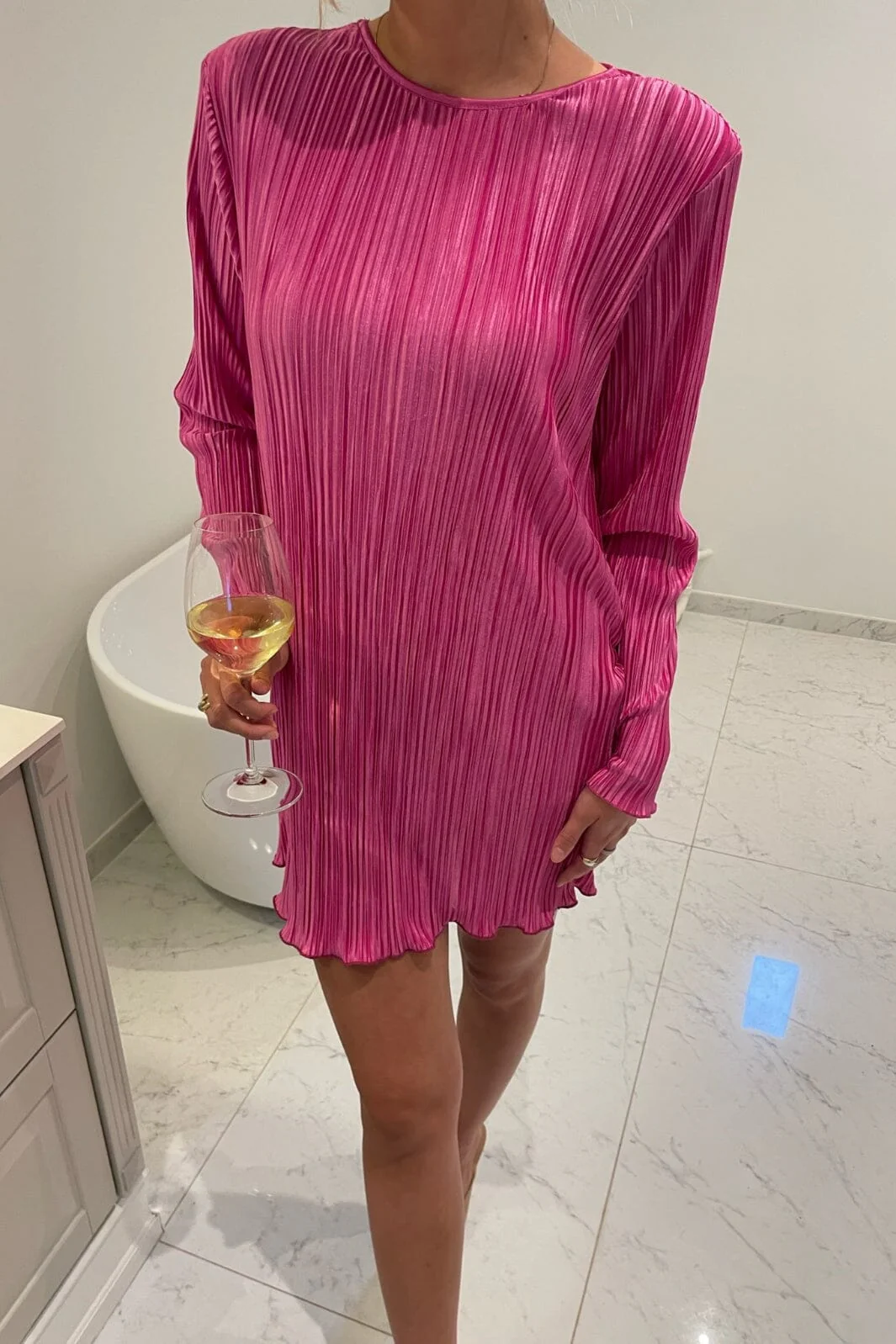BYIC Kellyic Plissé Dress fuchsia pink