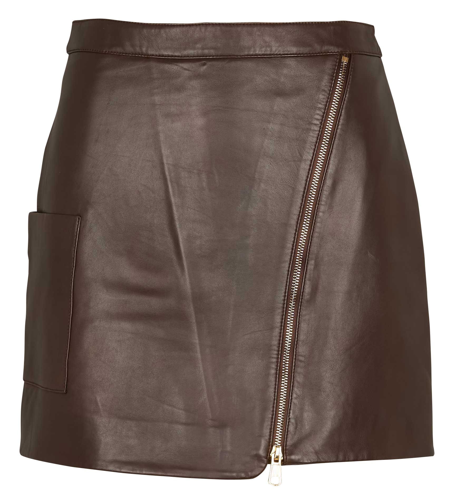 MALA - Jupe courte droite en cuir | Marron