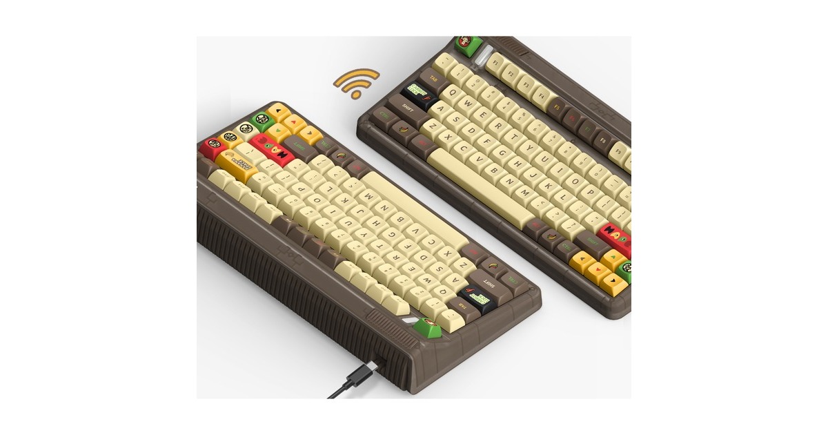 IqunixOG80 Happy Ape Wireless Mechanical Keyboard, gaming toetsenbord  (Zwart, US lay-out, IQUNIX Moonstone Turbo, RGB leds, 80% (TKL), Hot-swappable, PBT, 2.4GHz | Bluetooth 5.1 | USB-C)