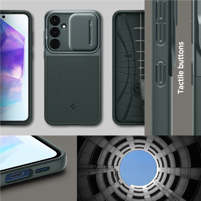 Samsung Galaxy A55 Optik Armor Hybrid Case Hülle mit Cam-Slider (ACS07536) - Abyss Green (Grün)
