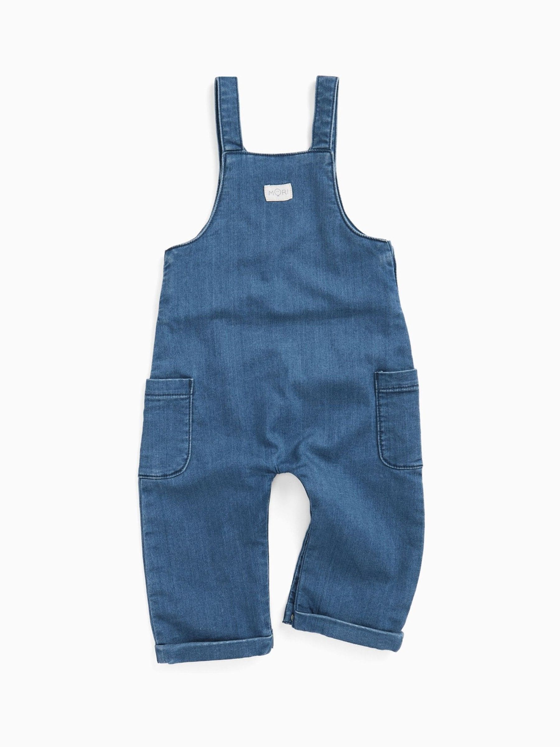 Denimblauw - MORI Supersoft Dungarees