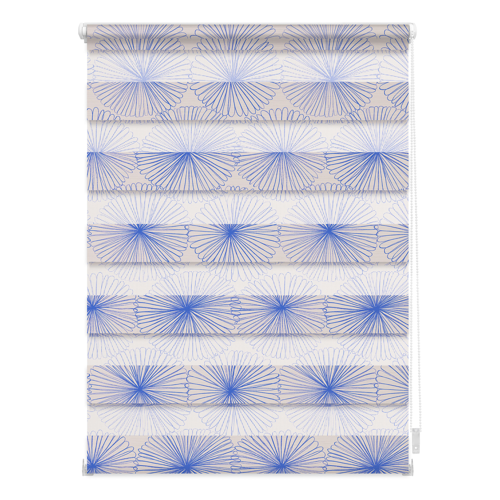 LICHTBLICK Duo Rollo Klemmfix FLOWER WHEEL - blau-weiß - 45x150 cm
