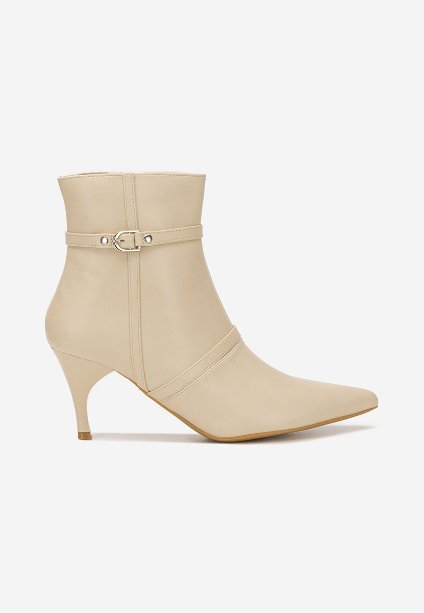 Bottines à talon fin beige Aninia