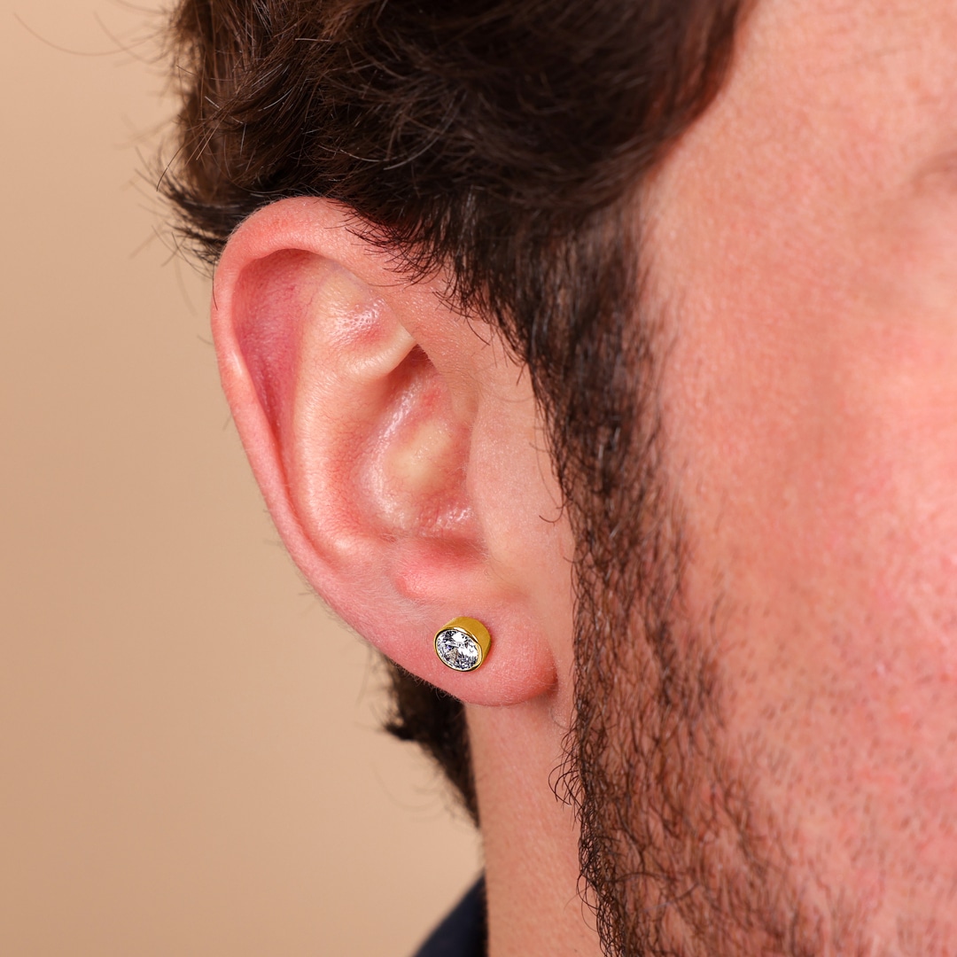 Ohrstecker 750/18 K Gelbgold Ø 6.0mm mit Zirkonia