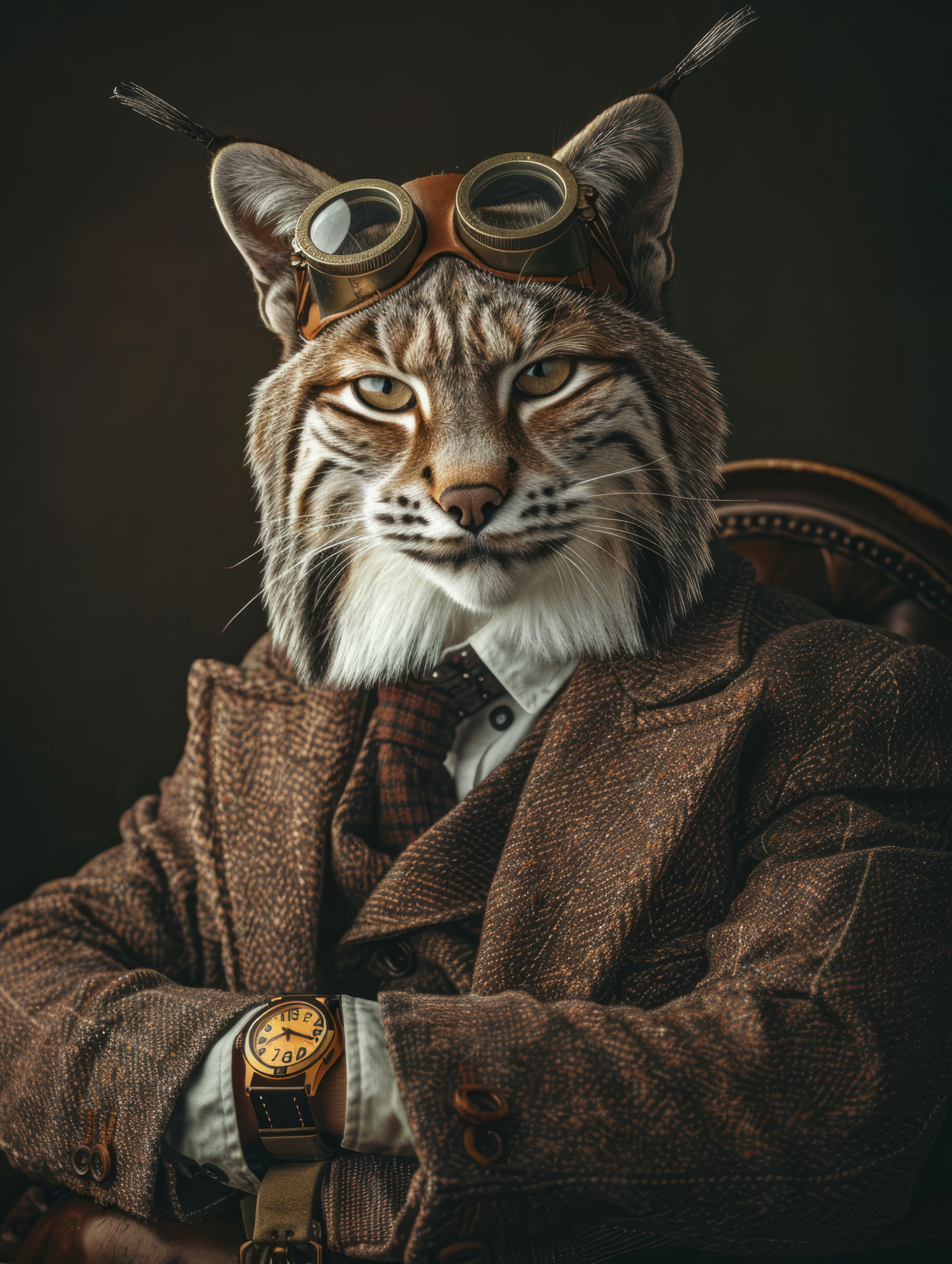 Canvas schilderij van een Bobcat 80x120 cm