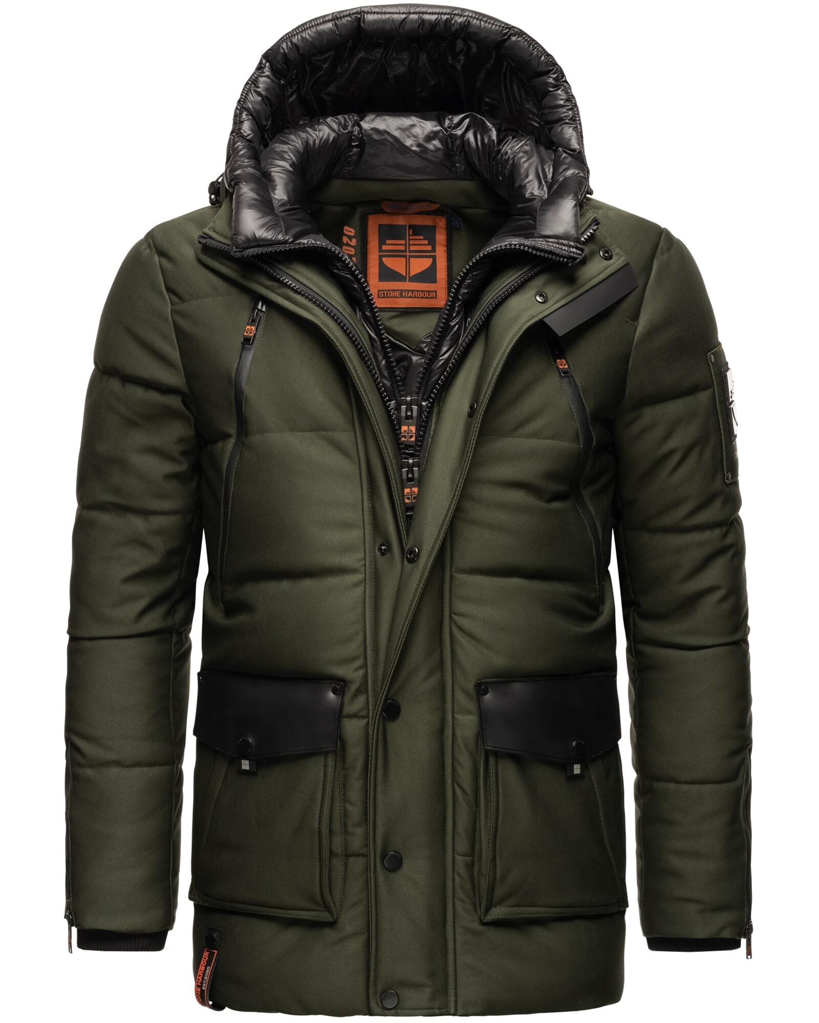 STONE HARBOUR Herren Winterjacke Warm Gefütterter Wintermantel mit Doppelter Kapuze Mitjaa