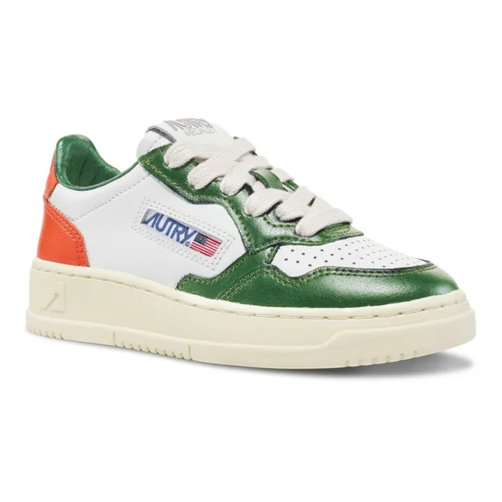 Autry Baskets Kids Medalist Low Cuir Bicolore | Vert