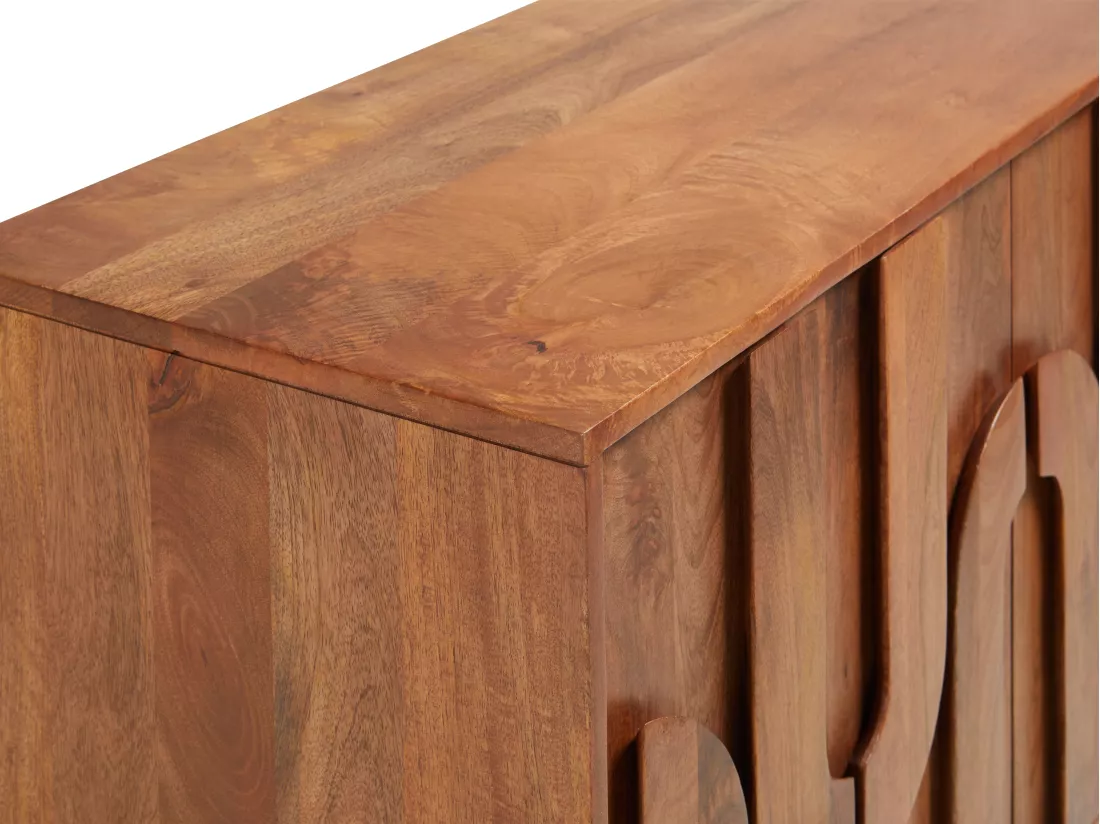 Buffet avec 3 portes en bois de manguier et métal noir - Naturel - MIZORAM de Maison Céphy