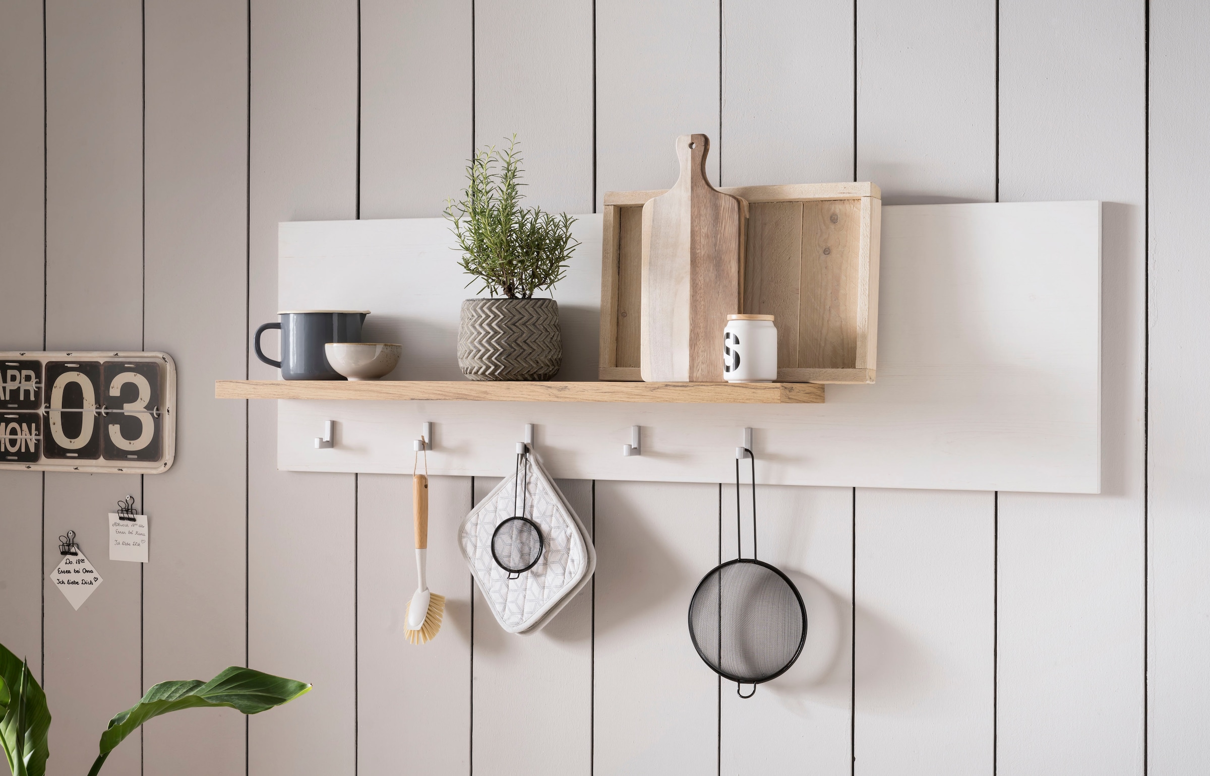 KOCHSTATION Wandregal »KS-Westminster« Breite 130 cm, mit 5 Haken, exclusiv by Otto