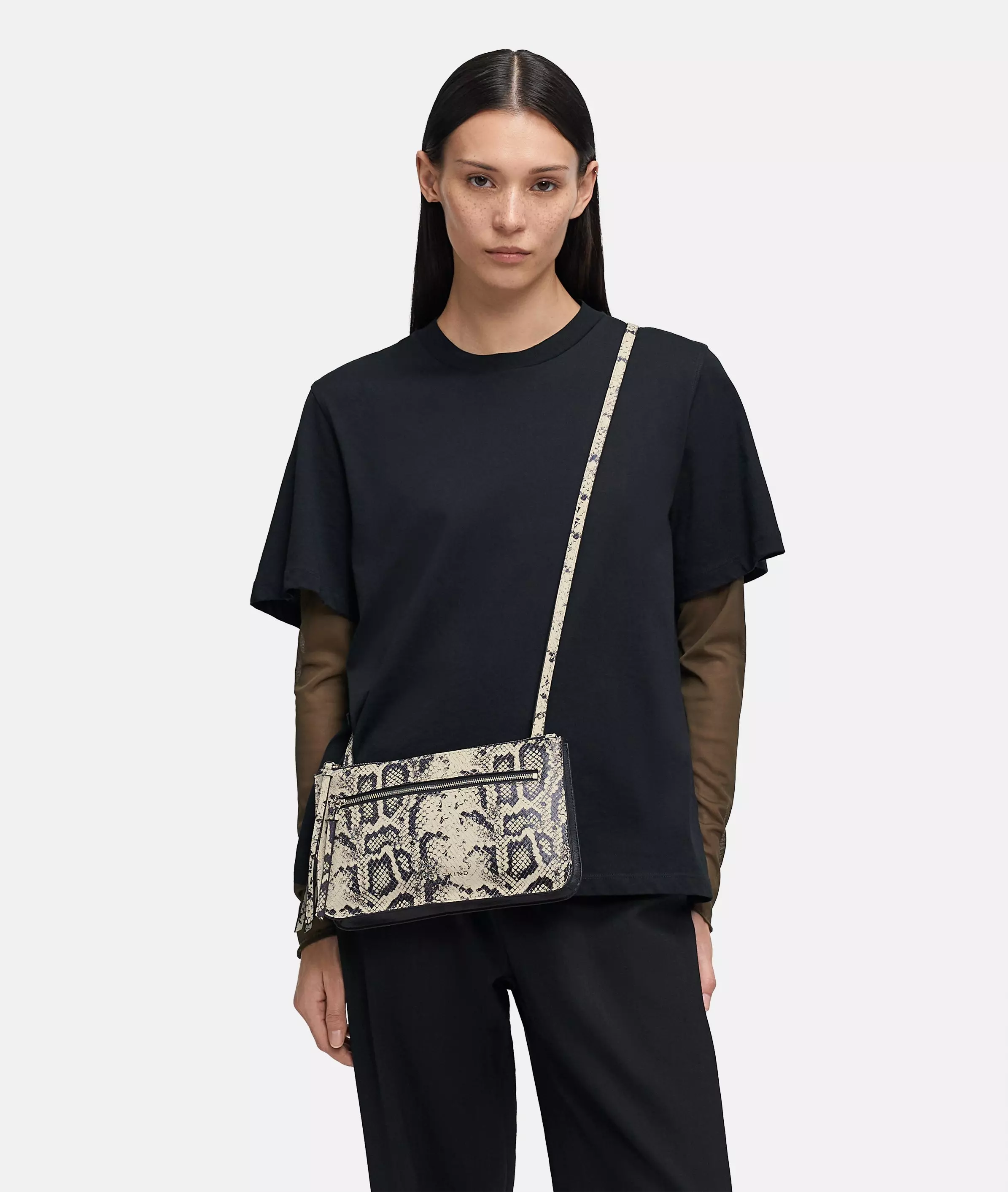Snake Double Zena Crossbody S Handy shoulder bag made from cowhide leather