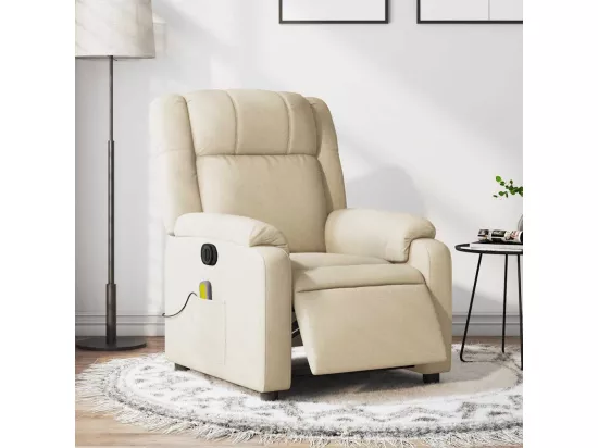 Fauteuil inclinable massant électrique crème tissu